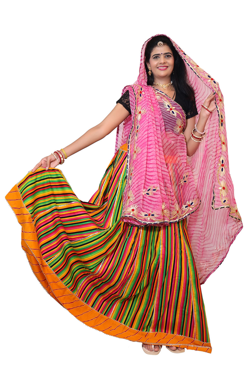 Thumbnail: Lehariya Cotton Lehenga with Lehariya Odhani