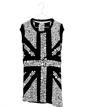 Surreal Button Union Jack Dress , Designers Frances Dove and Denis Murphy