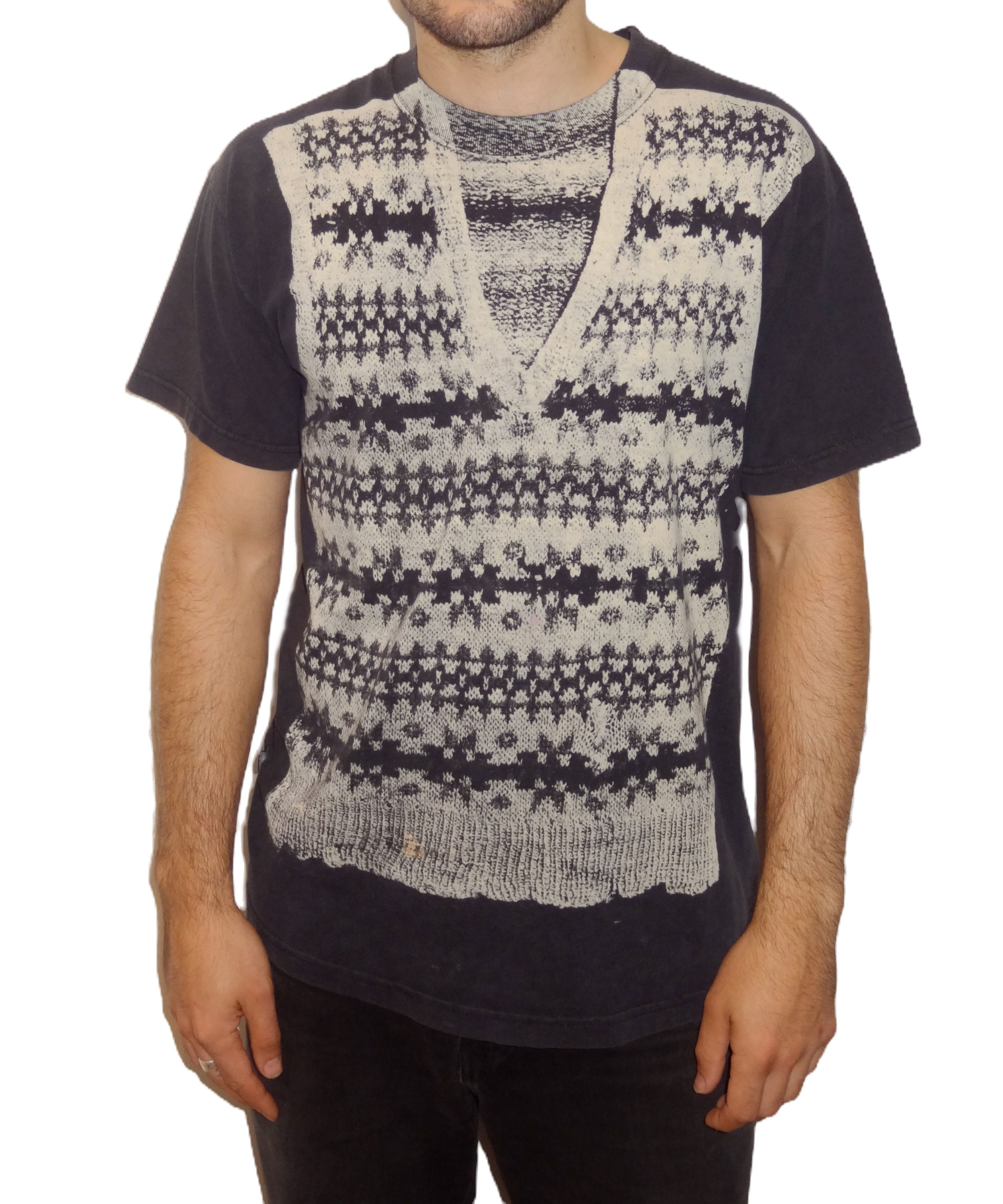 Designer Surreal Fairisle t-shirt Black and Cream