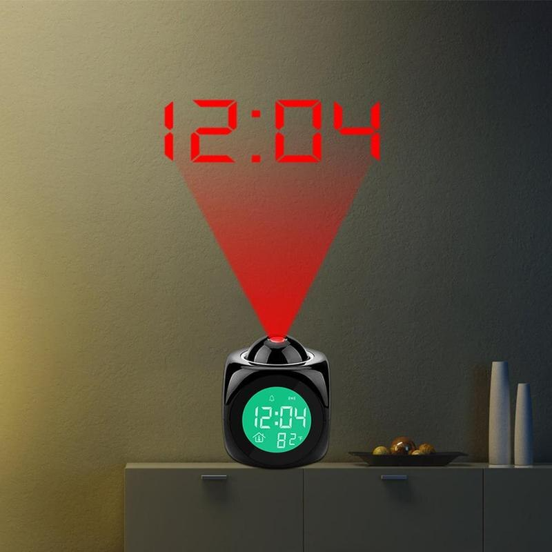 Thumbnail: LED Projection Alarm Clock Digital LCD Display Voice Talking Weather Snooze USB