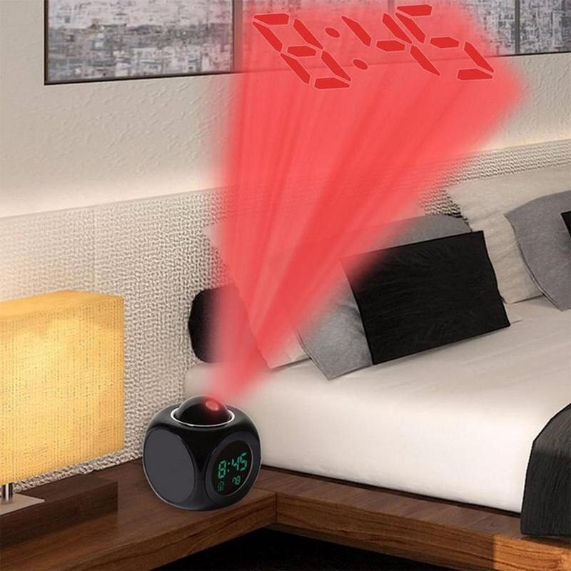 Thumbnail: LED Projection Alarm Clock Digital LCD Display Voice Talking Weather Snooze USB