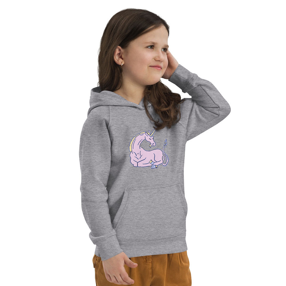 Thumbnail: PINK SLEEPY UNICORN - Kids eco hoodie