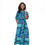 Thumbnail: Women's Blue Kente Design Elastic Waist Long Dress