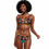 Thumbnail: Floral Bogolan Print Women's Bikini Swimsuit With Ruffle Cuff Bra