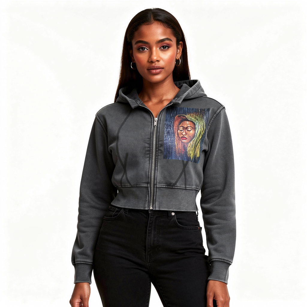 Vintage Washed Cropped Fleece Hoodie