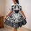 Thumbnail: V-Neck Bogolan Mudcloth Floral Dress – Black & White Heritage Style