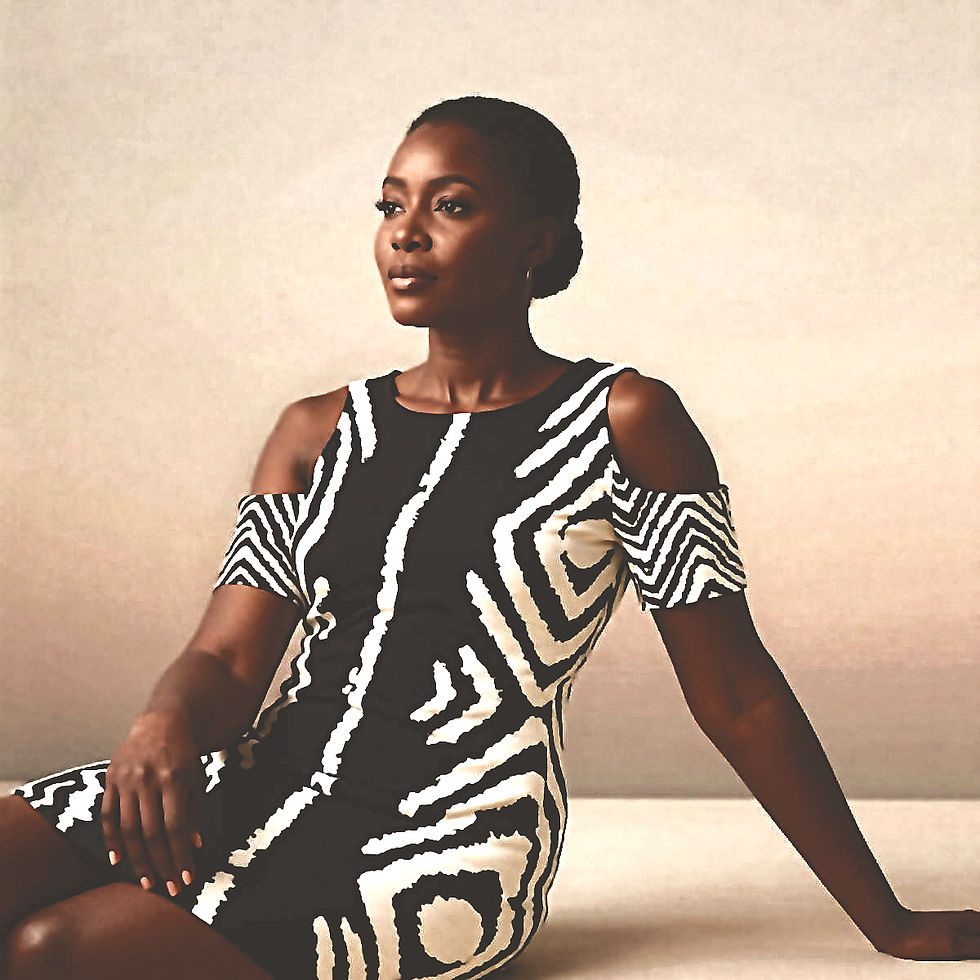 Thumbnail: Black & White Bogolan Cold Shoulder Mini Dress