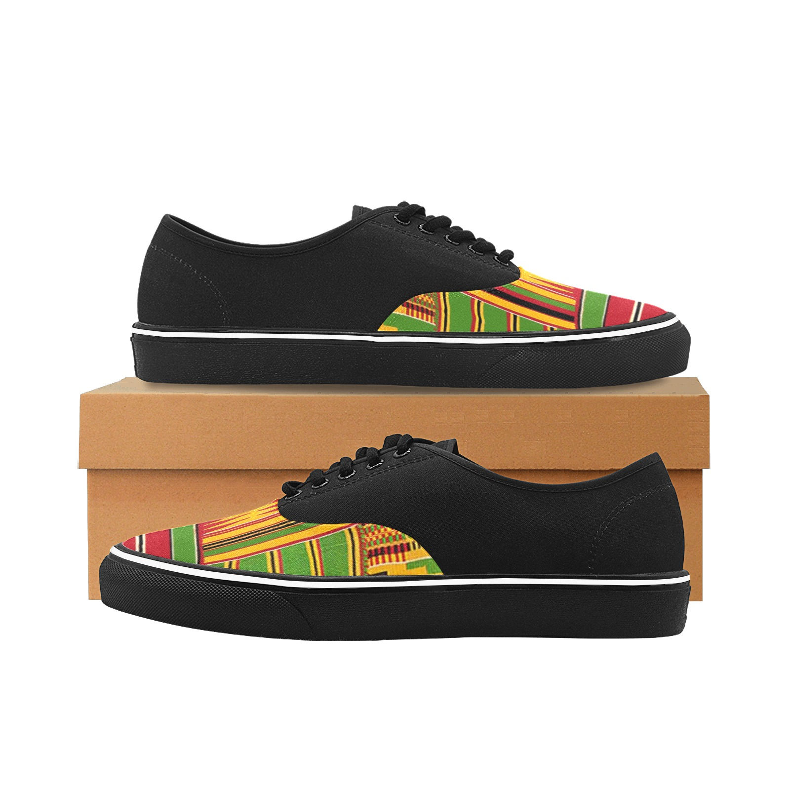 Classic Akwete Print Men's Canvas Low Top Sneakers