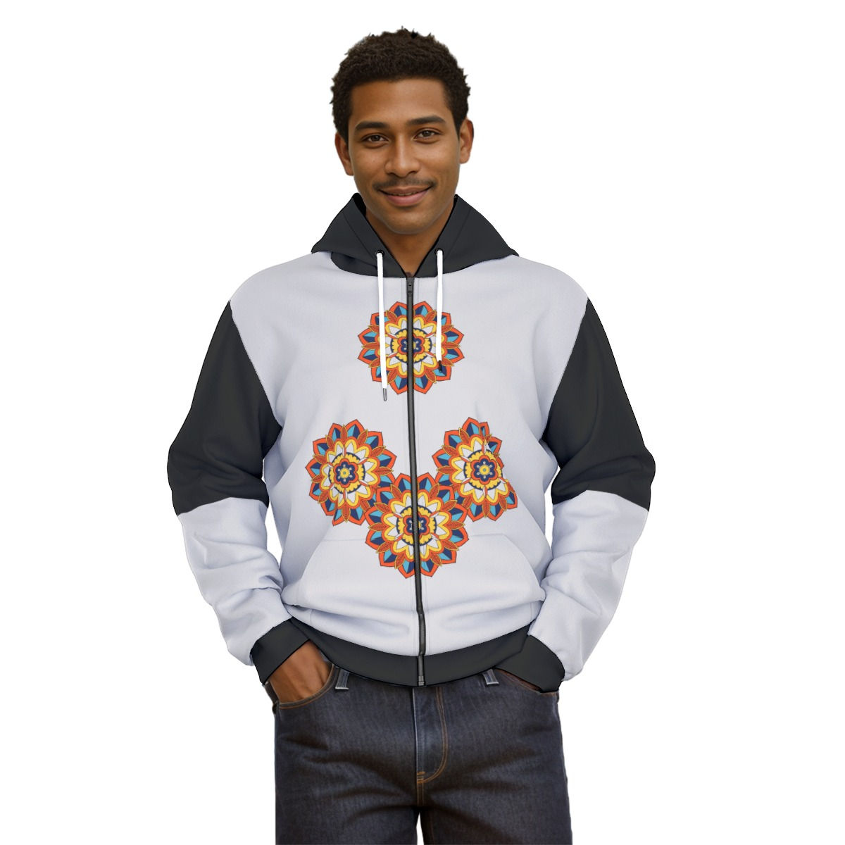 Unisex Zipper Hoodie With Black Lining