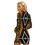 Thumbnail: Black & Brown Diamond Print Zip Front Tight Dress