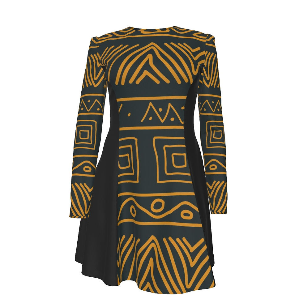African Bogolan Print Women's Midi Dress