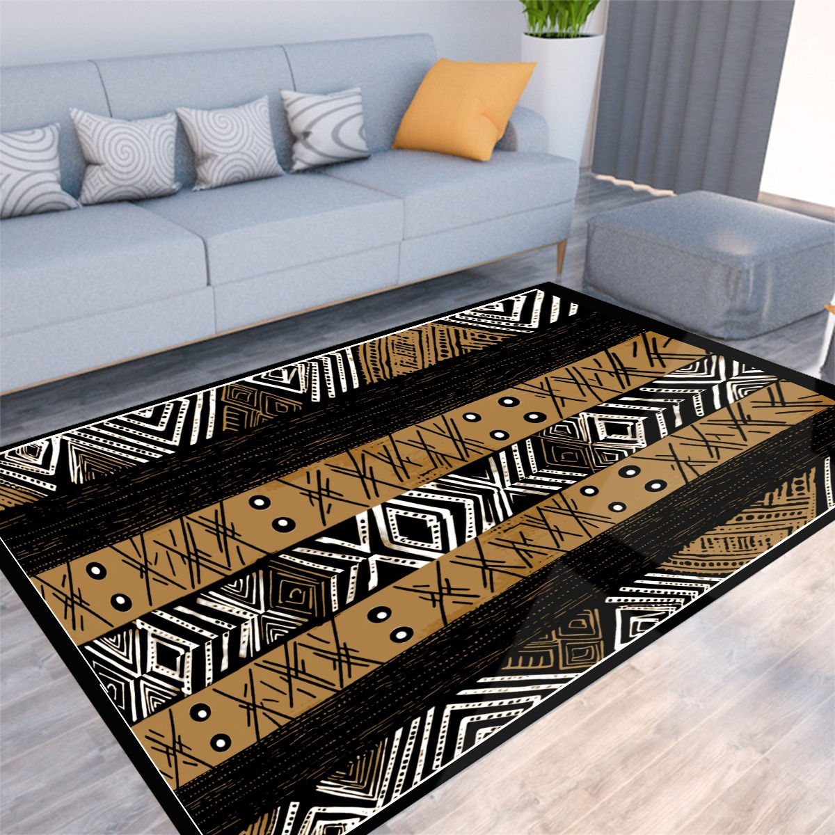 African Mixed Batik Design Felt Floor Mat