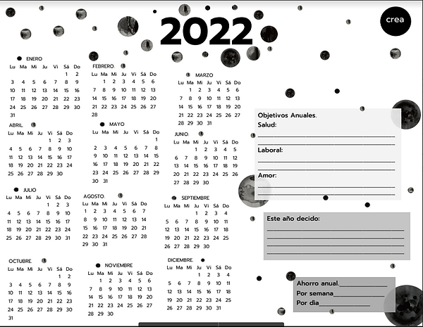 Calendario 2022, objetivos anuales, gestiona tus proyectos.
