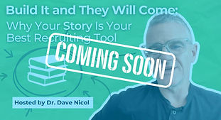 Beaming Dr Dave against a green background, arrows pointing to an icon of a stack of books