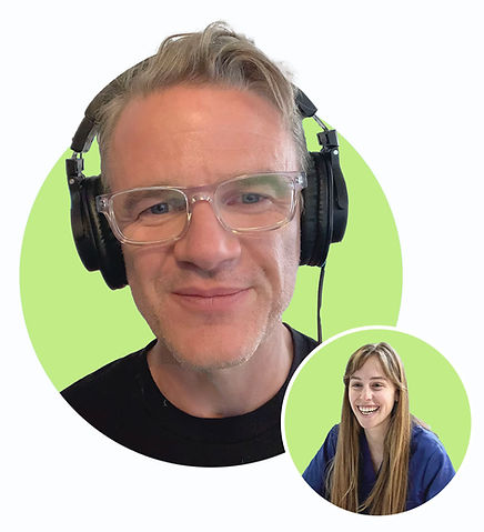 Smiling Dr Dave Nicol talking to a young happy vet