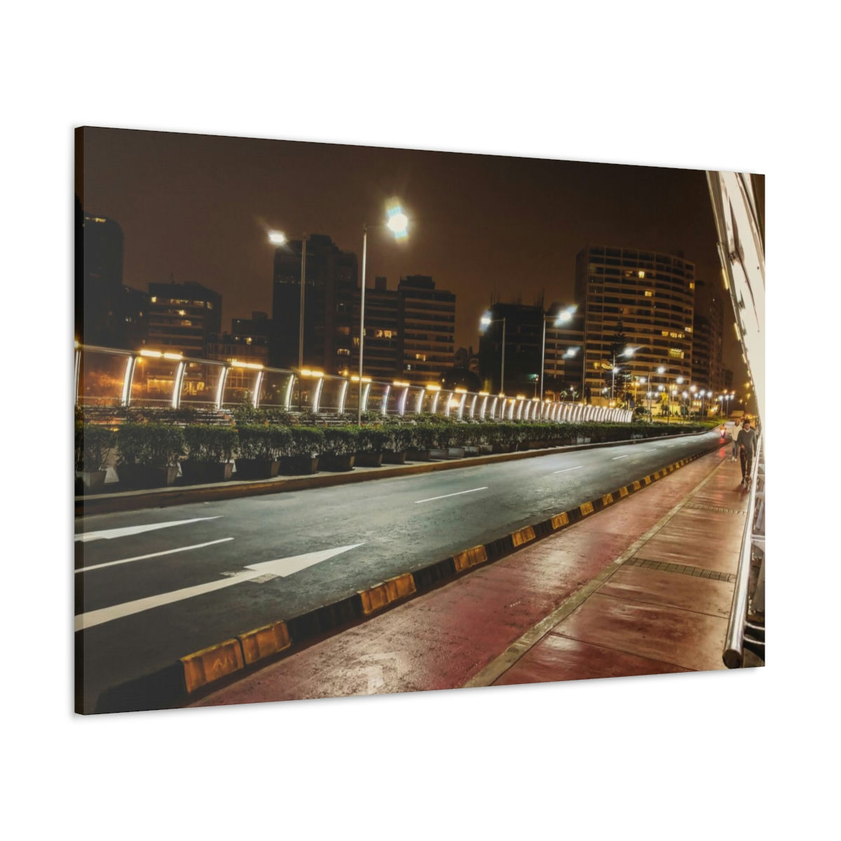 Miraflores Bridge at night on Canvas Wall Art