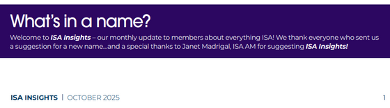 ISA Newsletter