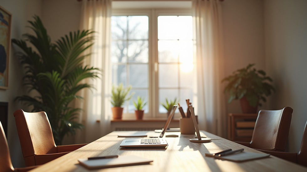 Eye-level view of a serene home workspace