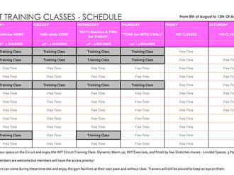 NEXT WEEK CLASSES SCHEDULE 8th  to 13th of August 2016 - Classes WEEKLY SCHEDULE