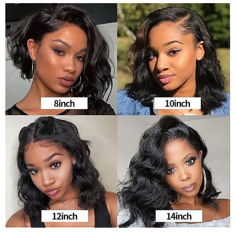 Peruca Lace Front de Cabelo Humano Body Wave Brasileira de 12 Polegadas