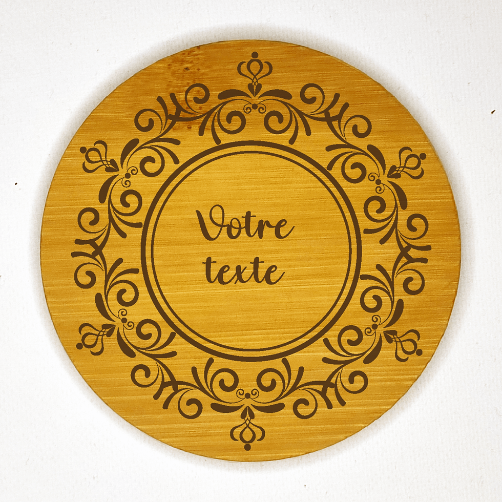 dessous de verre ornement cercle modèle 14 personnalisable bambou