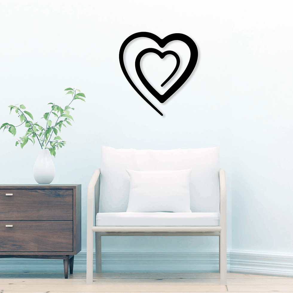 Tableau Deux Coeurs Un Seul Trait - Élégant et Symbolique