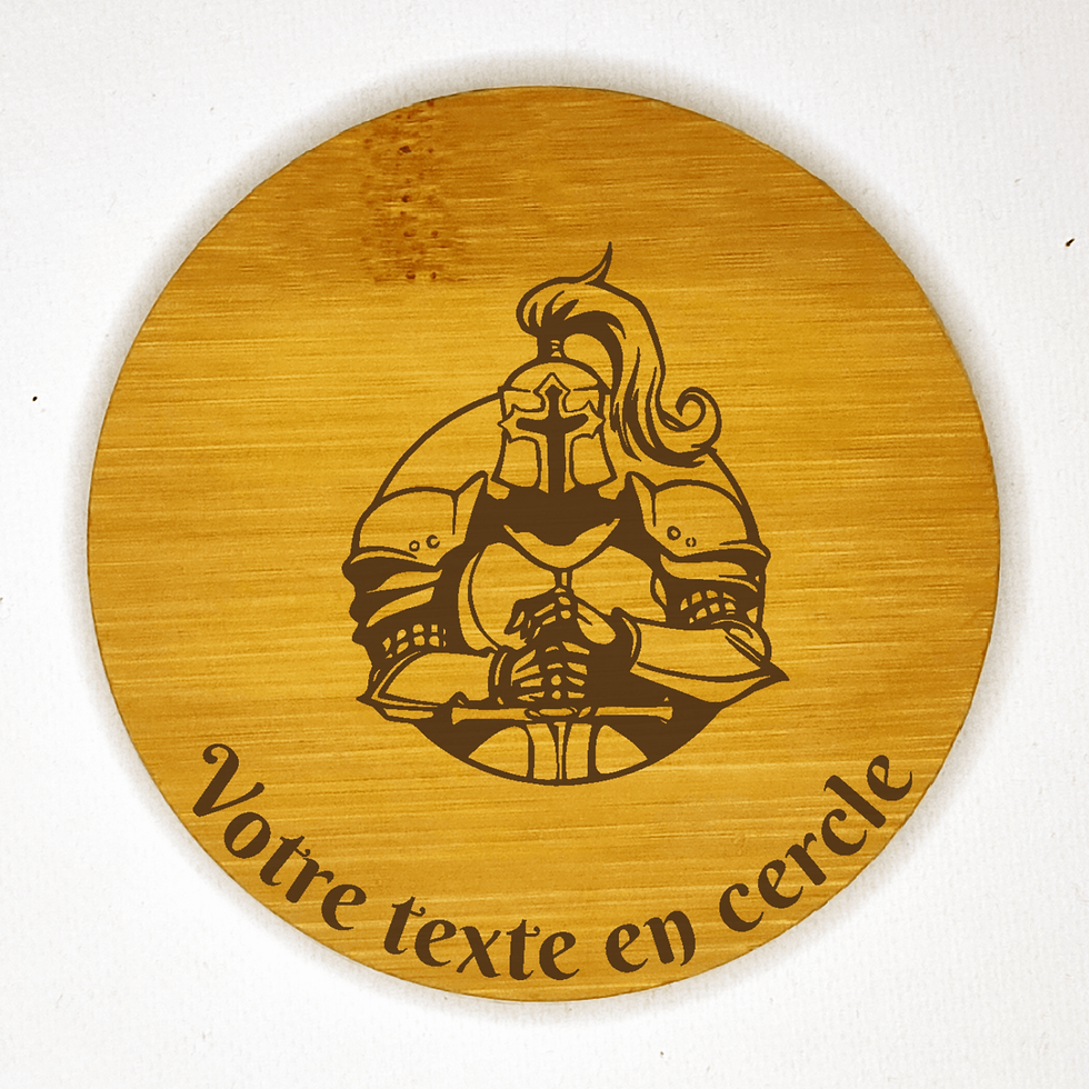 Miniature : dessous de verre chevalier et épée personnalisable bambou