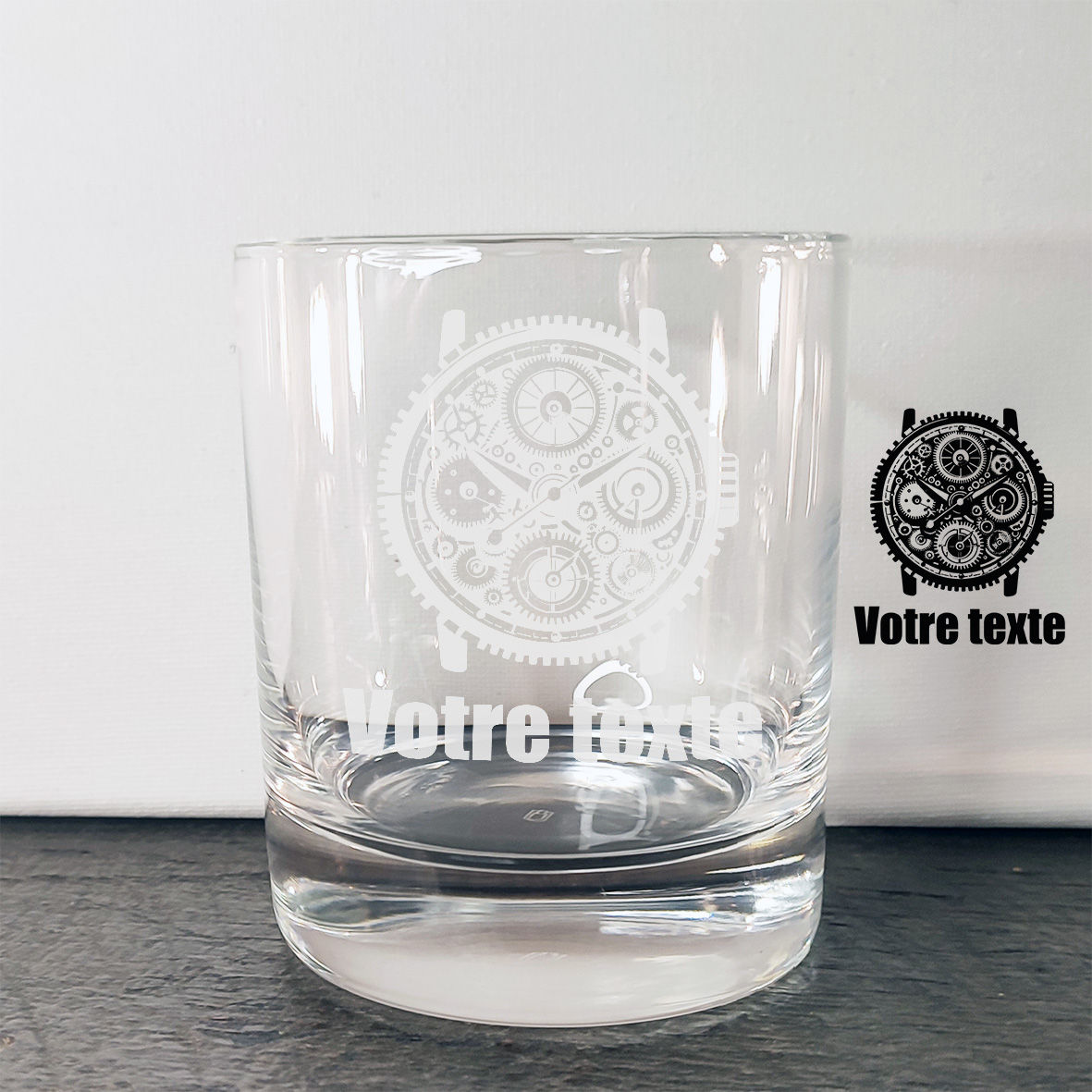verre whisky personnalise cadran de montre