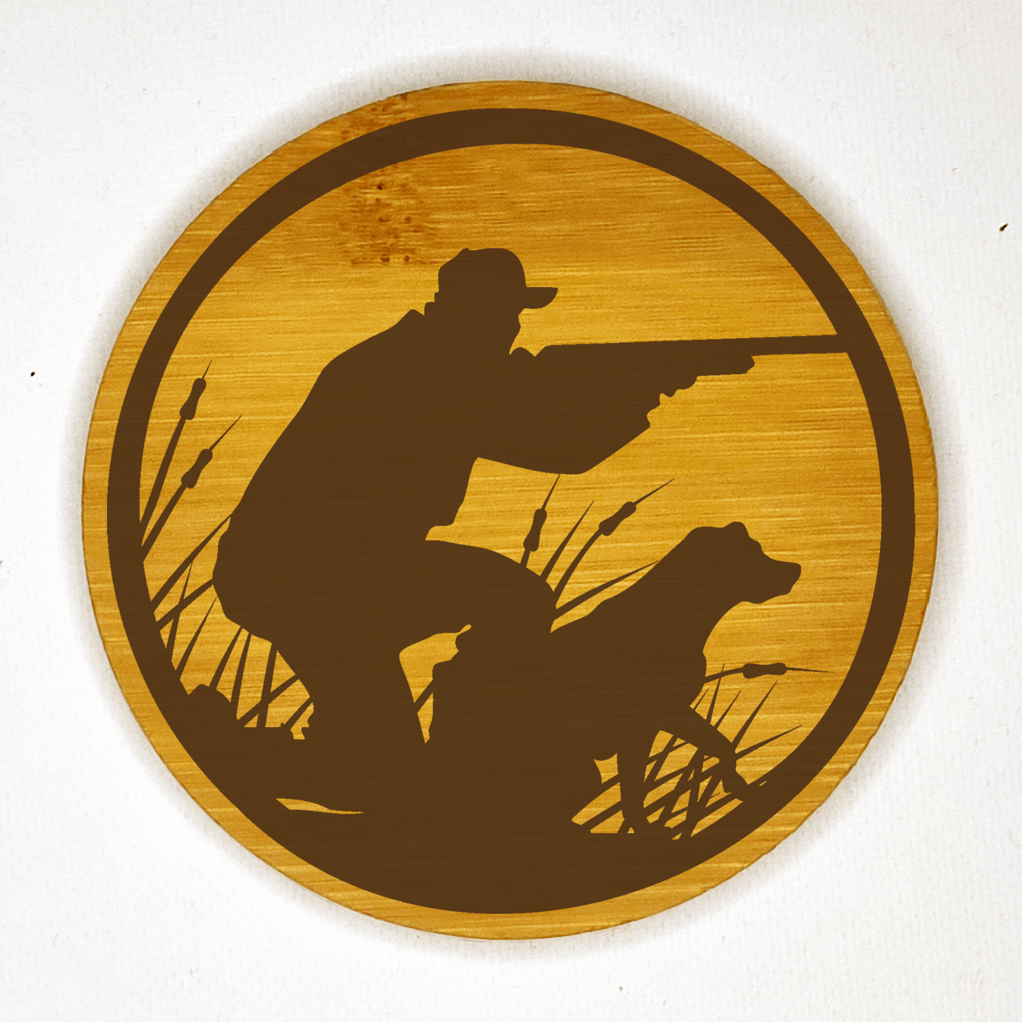 dessous de verre bambou chasseur avec son chien