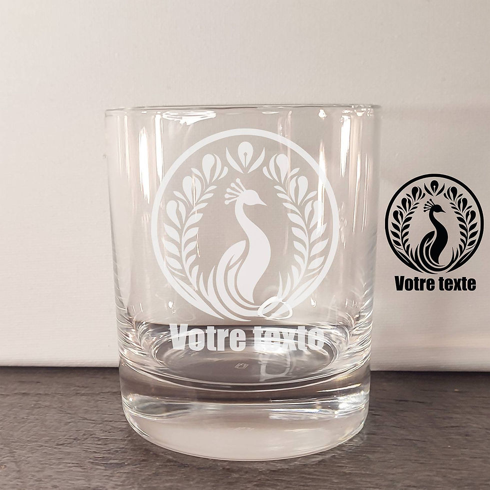 verre whisky personnalise paon stylise