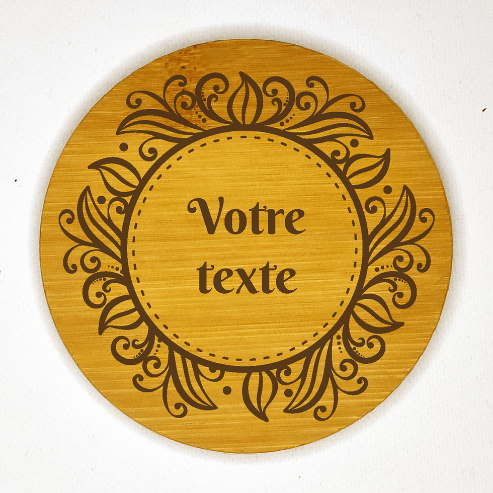 Miniature : dessous de verre ornement floral personnalisable bambou