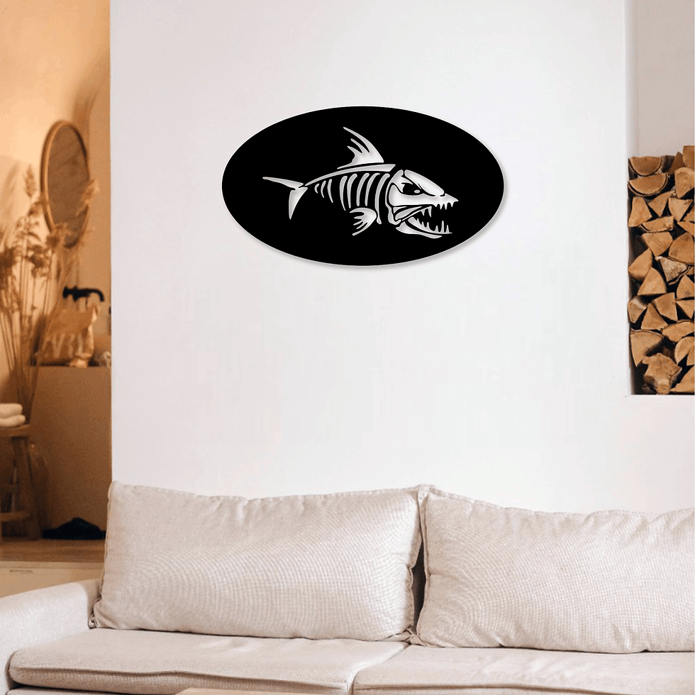 Tableau Squelette de Poisson – Cadre Ovale Design Marin