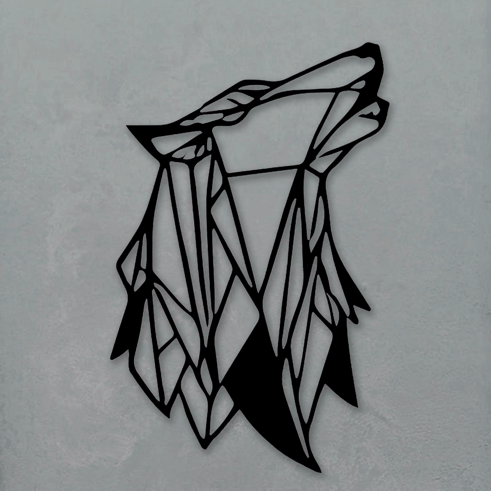 Tableau Tête de Loup Hurlant Géométrique