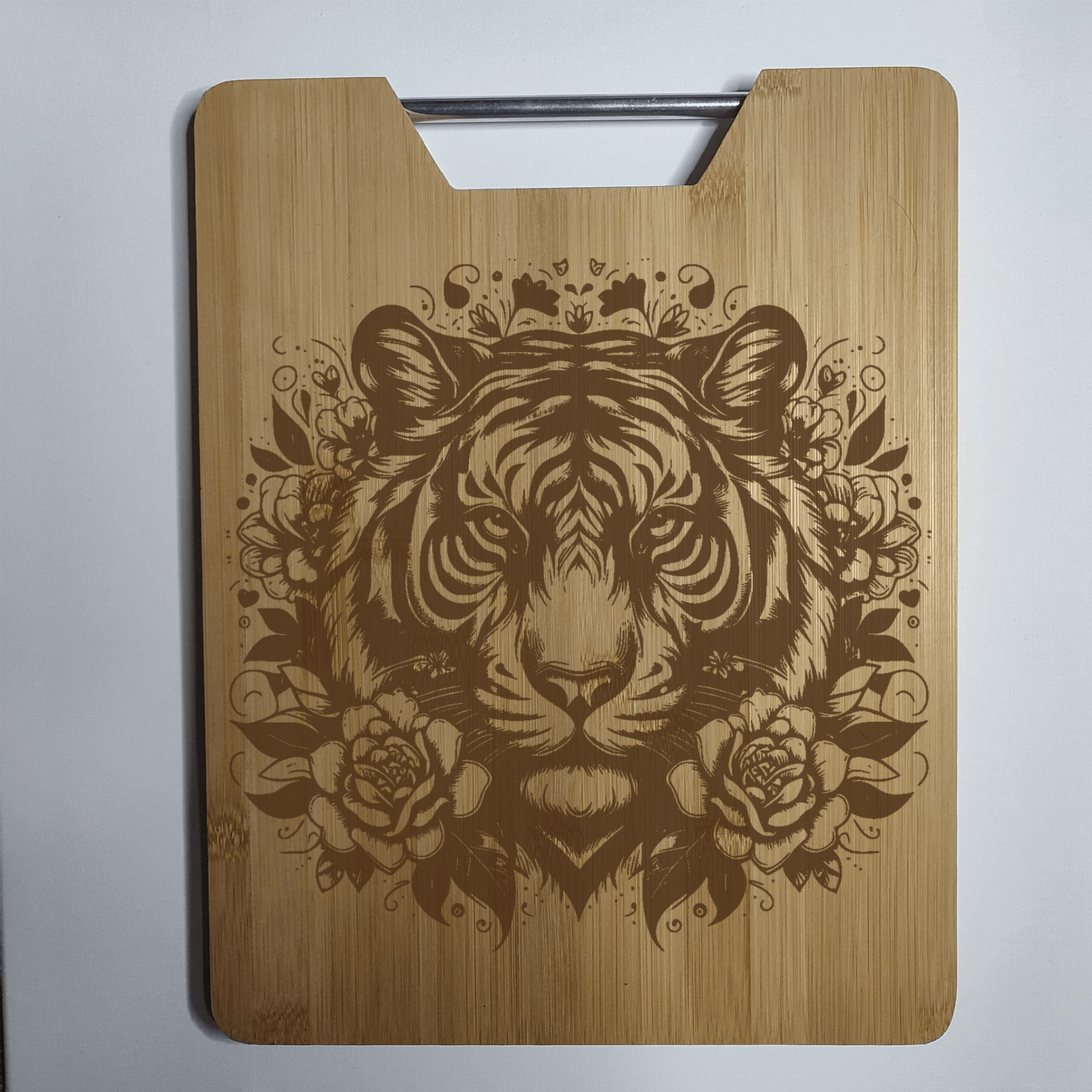 Tigre Fleuri - Planche à Découper Gravée