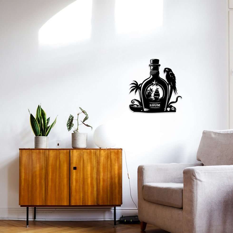 Tableau Bouteille de Rhum et Perroquet