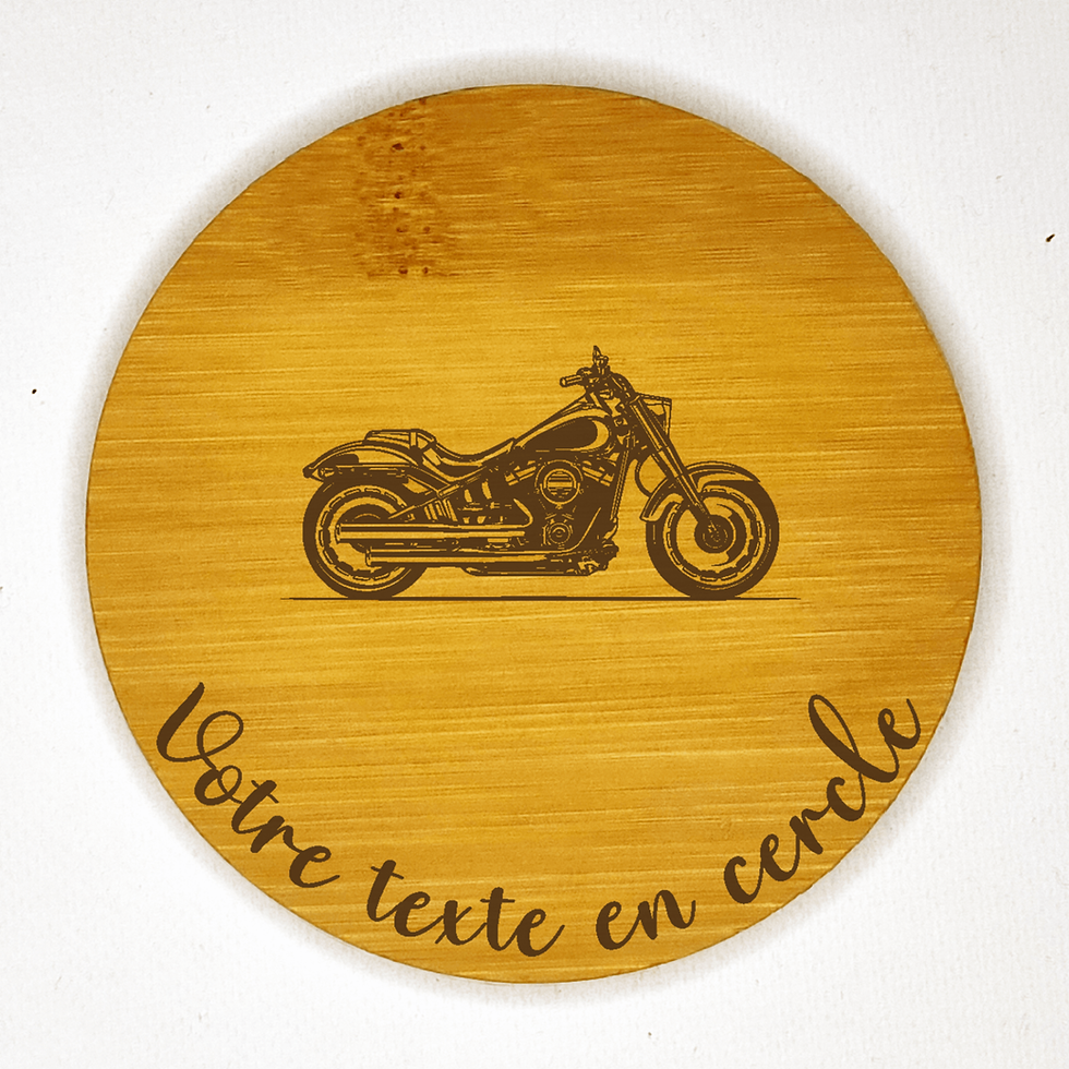 Miniature : dessous de verre moto cruiser personnalisable bambou