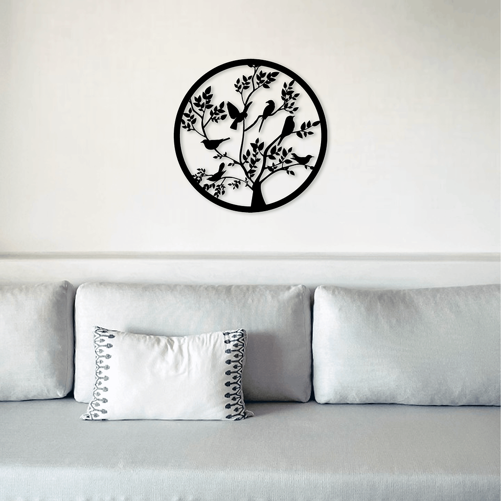 Tableau Oiseaux dans l'Arbre – Cadre Rond