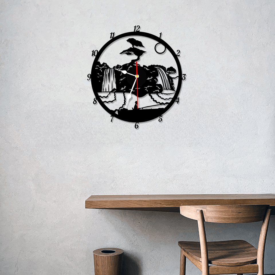 Horloge - Pêcheur Barque Cascades – Sérénité