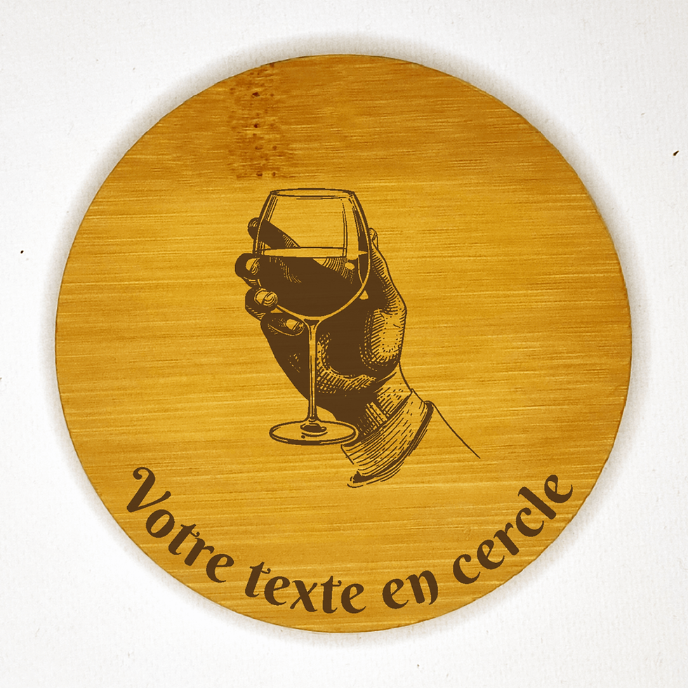 Miniature : dessous de verre verre de vin en main personnalisable bambou