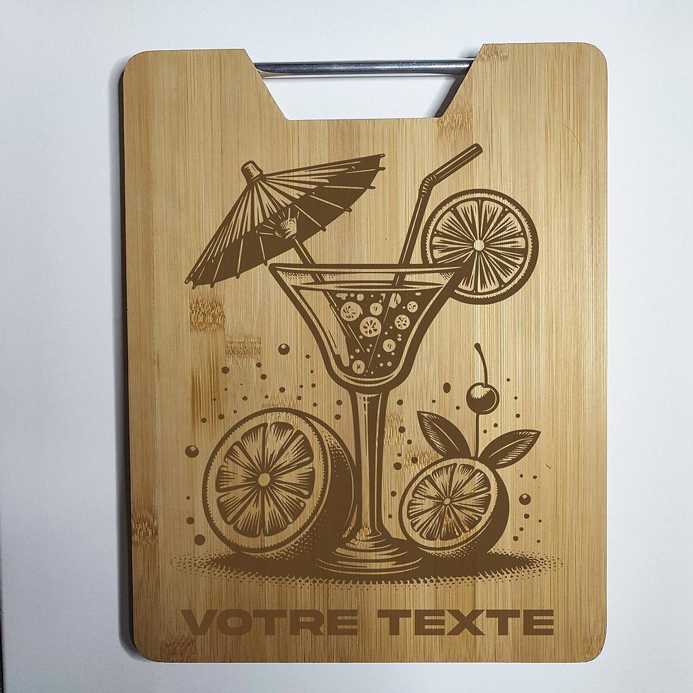 Verre à cocktail, estival - Planche à découper personnalisable