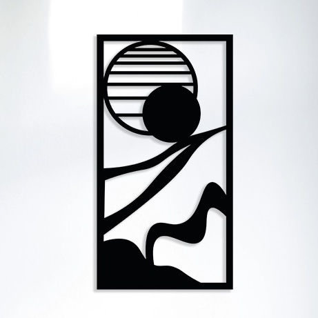 Tableau Minimaliste Soleil et Montagne