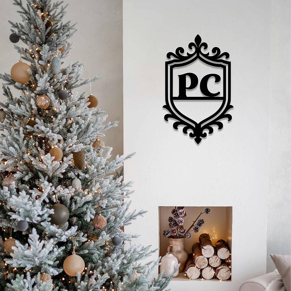 Tableau monogramme initiales personnalisées en bois peint – style baroque élancé