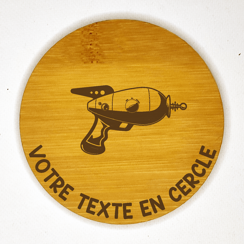 Miniature : dessous de verre pistolet laser personnalisable bambou