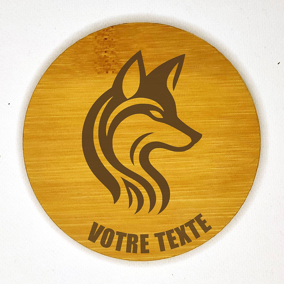 dessous de verre tête de renard personnalisable bambou