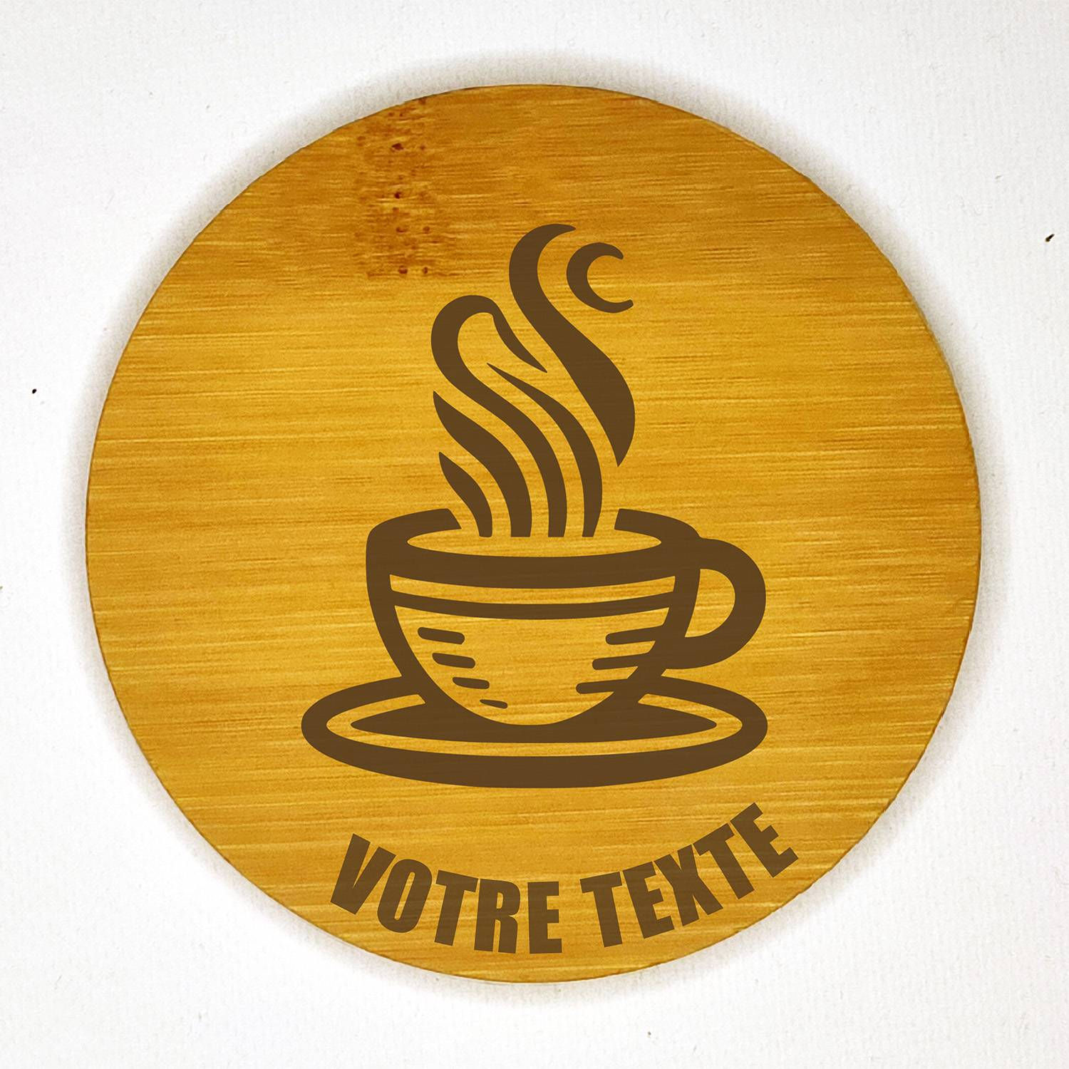 dessous de verre tasse de café personnalisable bambou
