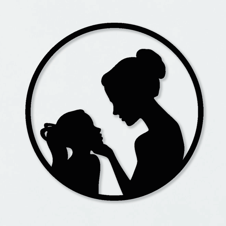 Tableau Mère et fille dans cercle