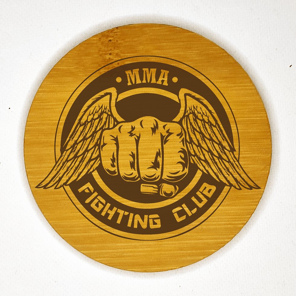dessous de verre bambou logo mma aile