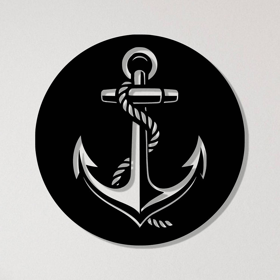 Tableau Ancre Marine Dans Cadre Rond - Élégant et Raffiné