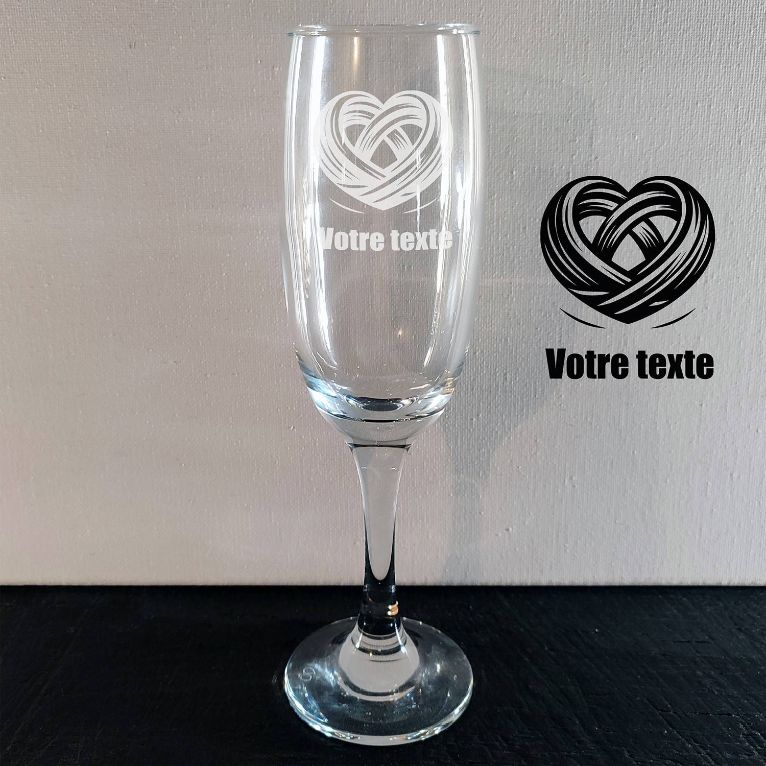 flute a champagne personnalisee alliances coeur