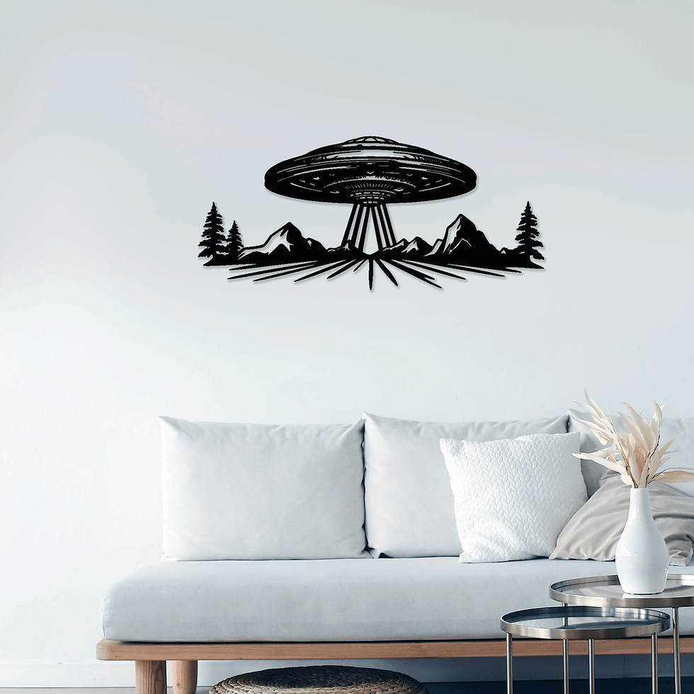 Tableau Grand Ovni au dessus de la montagne déco